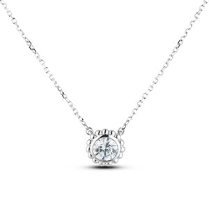 Canadian Diamond Solitaire Bezel Set Pendant in 14K White Gold