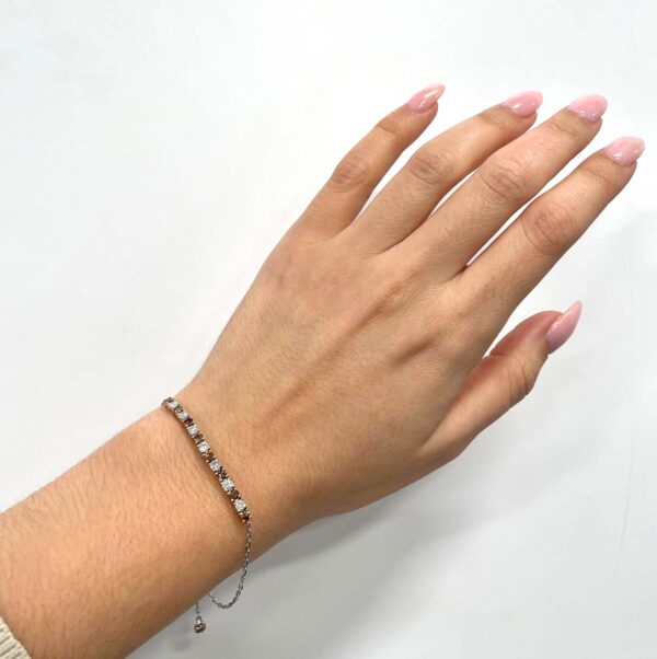 0.95 Carat TW Coffee Diamond & 0.58 CTW Canadian Diamond Dainty Chain Bracelet in White & Rose Gold