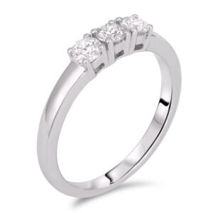 Canadian Diamond Three Stone Anniversary Ring In White Gold