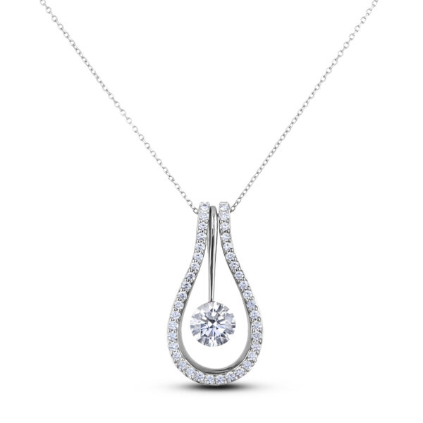 0.80 Carat GIA Diamond 3 In 1 Pendulum Pendant in 18K White Gold