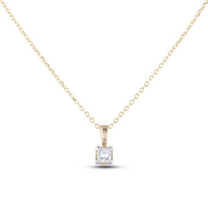 0.20 Carat Princess Cut Canadian Diamond Solitaire Pendant in 14K Yellow Gold