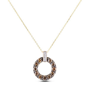 1.48 Carat TW Canadian Coffee Diamond Circle Necklace in 14K Yellow Gold