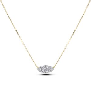 0.36 Carat TW Canadian Diamond Marquise Halo Necklace in 14K Gold