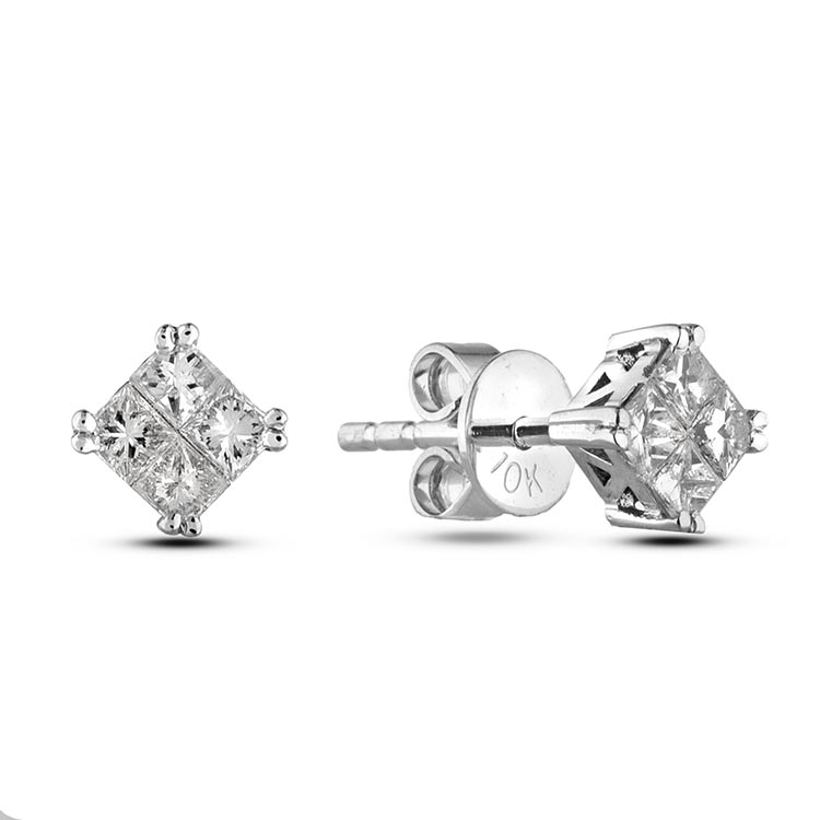 0.64 CTW Princess Cut Canadian Diamond Stud Earrings