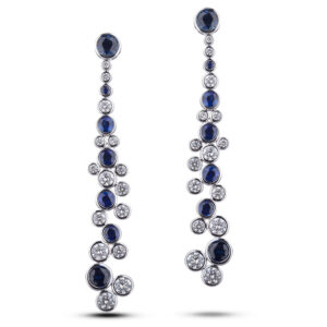 3.40 Carat TW Sapphire & 2.16 CTW Diamond Drop Earrings in 18K White Gold