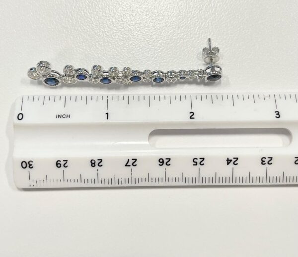 3.40 Carat TW Sapphire & 2.16 CTW Diamond Statement Drop Earrings in 18K White Gold