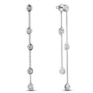 0.82 Carat TW Diamond Double Strand Dangle Earrings in 14K White Gold