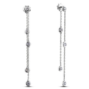 0.70 Carat TW Diamond Double Strand Dangle Earrings in 14K White Gold