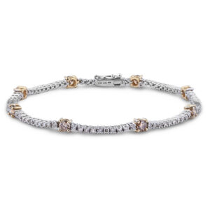 1.23 Carat TW Canadian Coffee Diamonds Tennis Bracelet in White and Yellow Gold