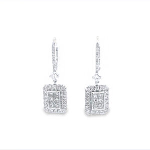 1.90 Carat TW Diamond Dangle Hoop Earrings in 14K White Gold