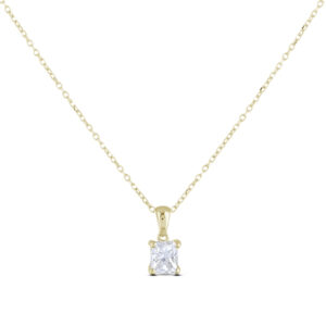 0.58 Carat Princess Cut Canadian Diamond Solitaire Pendant in 14K Yellow Gold