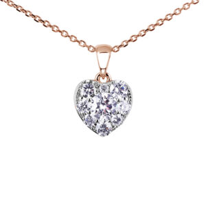 0.55 Carat Canadian Diamond Halo Heart Pendant in Rose Gold