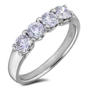 0.98 Carat TW Canadian Diamond 4-Stone Anniversary Ring In 14K White Gold