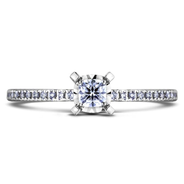 0.23 Carat Ideal Cushion Canadian Diamond Engagement Ring in 14K White Gold - Image 2