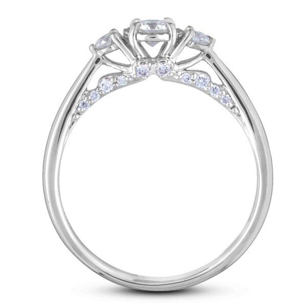 0.29 Carat TW De Beers Forevermark Trilogy Diamond Engagement Ring in 18K White Gold hidden diamond details