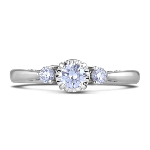 0.29 Carat TW De Beers Forevermark Trilogy Diamond Engagement Ring in 18K White Gold miracle setting