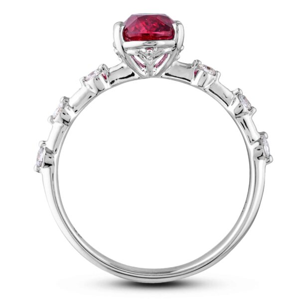 1.83 Carat Oval Ruby and Dainty Diamond Ring in 14K White Gold - Image 2