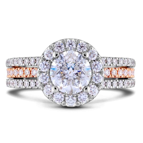 1.87 Carat Canadian Diamond Triple Row Halo Engagement Ring with Hidden Details in 18K Rose and White Gold - Image 3