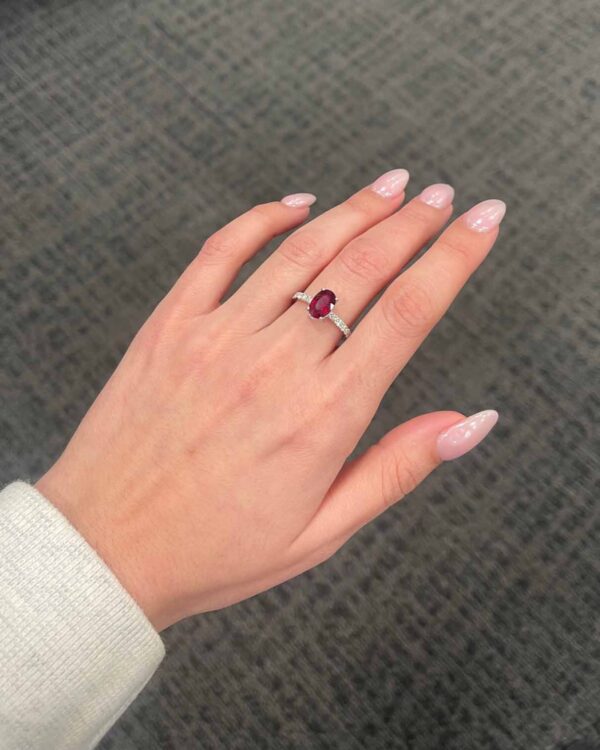 2.20 Carat Oval Ruby and 0.50 CTW Diamond Hidden Halo Ring in 18K Gold - Image 3