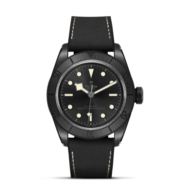 TUDOR Black Bay Ceramic 41 mm Black Leather and Rubber Strap M79210CNU-0001