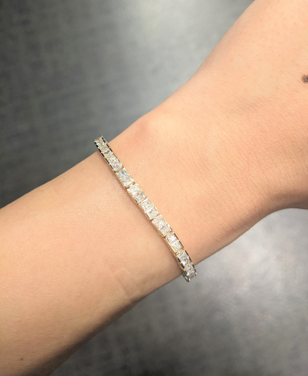 5.38 Carat TW Princess Cut Diamond Tennis Bracelet in 14K Yellow Gold
