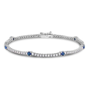 Sapphire and Canadian Diamond Tennis Bracelet in White Gold
