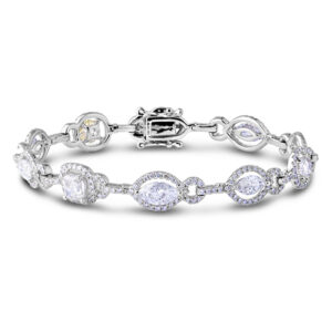 6.83 Carat TW Mosaic Diamond Bracelet in 14K White Gold