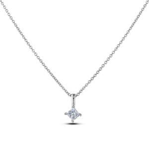 0.32 Carat Princess Cut Canadian Diamond Solitaire Pendant in 18K White Gold