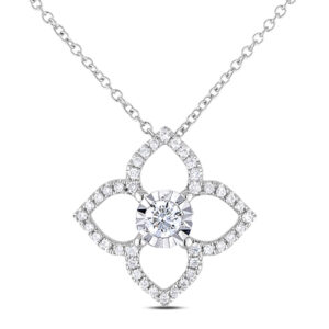 Canadian Diamond Flower Pendant in 14K White Gold | 0.30 Carat TW