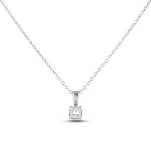 0.36 Carat Princess Cut Canadian Diamond Solitaire Pendant in 14K White Gold