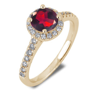 0.93 Carat African Garnet and Canadian Diamond Ring in Yellow Gold