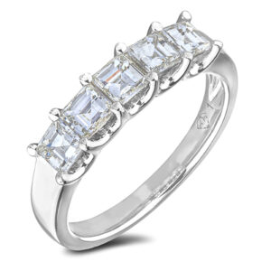 1.31 Carat TW Canadian Diamond 5 Stone Anniversary Ring in 14K White Gold