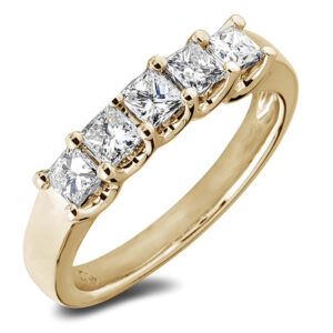 1.35 Carat TW Canadian Diamond 5-Stone Princess Cut Anniversary Ring in 14K Yellow Gold