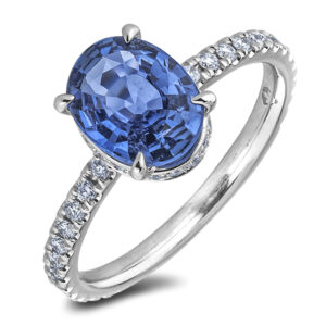 1.33 Carat Sapphire and Canadian Diamond Ring in 18K White Gold