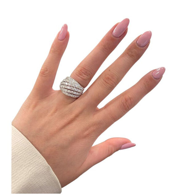 3.90 Carat TW Diamond Cocktail Ring in 18K White Gold