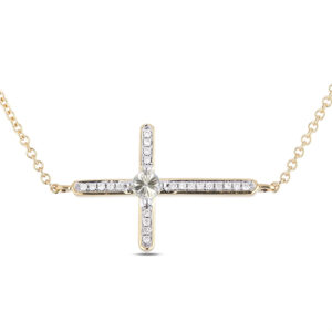 0.20 Carat Pavilion Diamond Cross Pendant in Yellow Gold