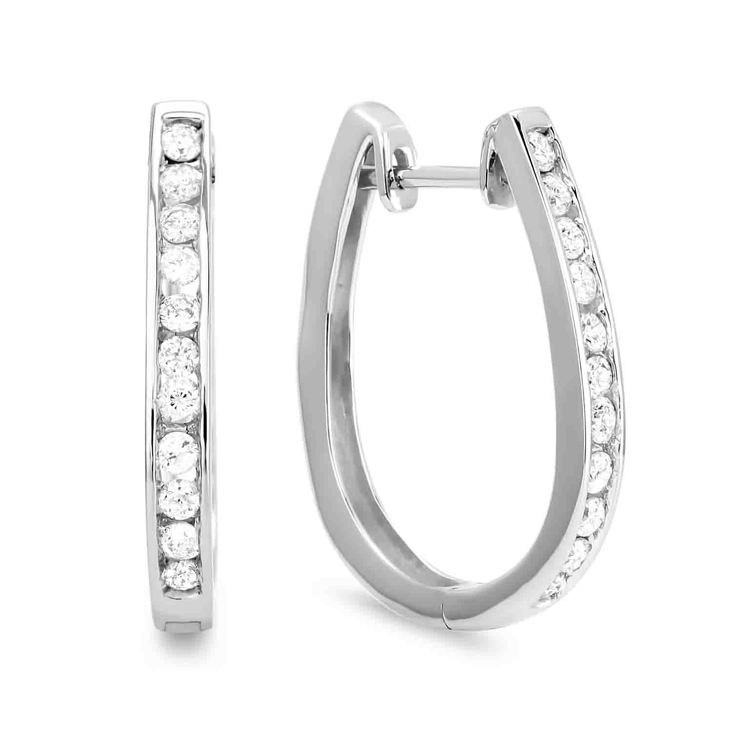 0.58 Carat TW Canadian Diamond Hoop Earrings in White Gold