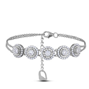 0.18 Carat TW Round Brilliant Diamond Halo Bracelet in 18K White Gold
