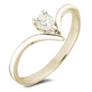 0.12 Carat Fancy Light Yellow Canadian Diamond Solitaire Stackable Ring in Yellow Gold