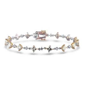 3.38 Carat TW Princess Cut Canadian Diamond Tennis Bracelet in 14K Yellow & White Gold