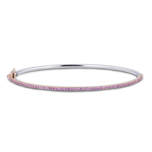 0.56 Carat TW Pink Sapphire and 0.53 CTW Diamond Eternity Bangle in 14K White and Rose Gold