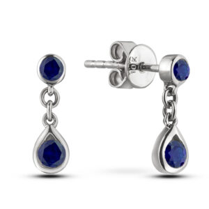 0.30 Carat TW Sapphire Dangle Earrings in White Gold