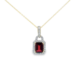 2.10 Carat African Garnet and Diamond Pendant in 14K Yellow Gold