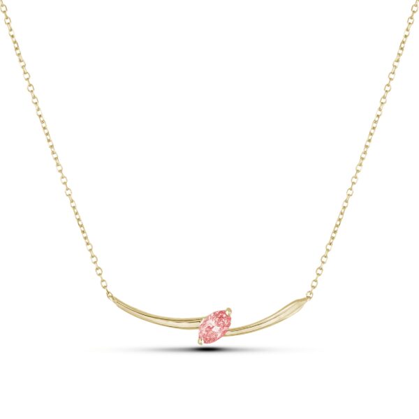 0.17 Carat Marquise Cut Garnet Thunderbolt Necklace in Yellow Gold