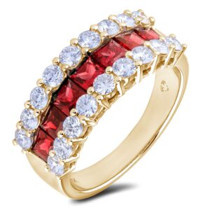 1.68 Carat TW Ruby & Diamond Anniversary Ring in 18K Yellow Gold