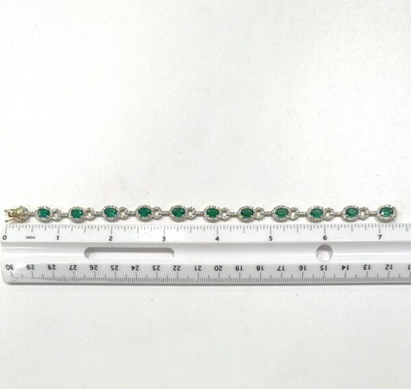 4.60 Carat TW Natural Emerald and 1.60 Carat TW Diamond Bracelet in 14K Yellow Gold