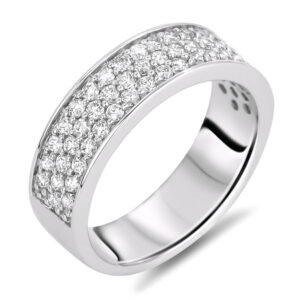 0.80 Carat TW Diamond Triple Row Anniversary Ring in 18K White Gold