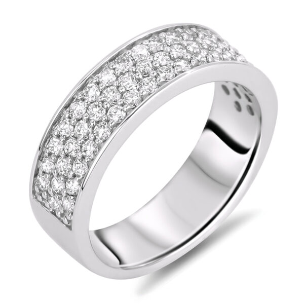 0.80 Carat TW Diamond Triple Row Anniversary Ring in 18K White Gold