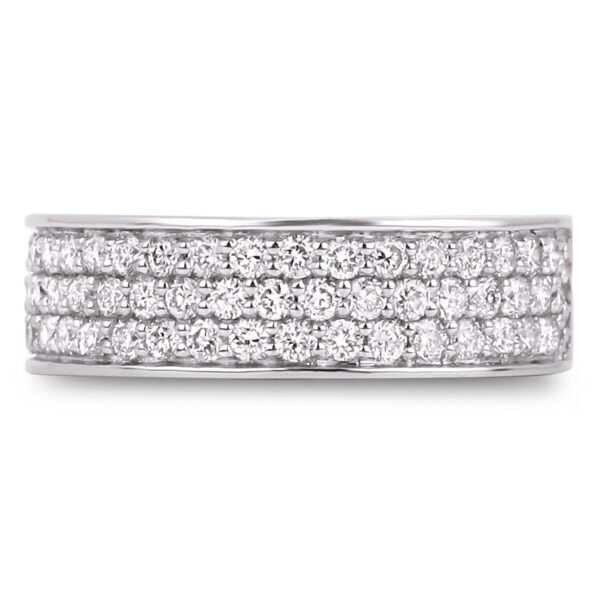 0.80 Carat TW Diamond Triple Row Anniversary Ring in 18K White Gold
