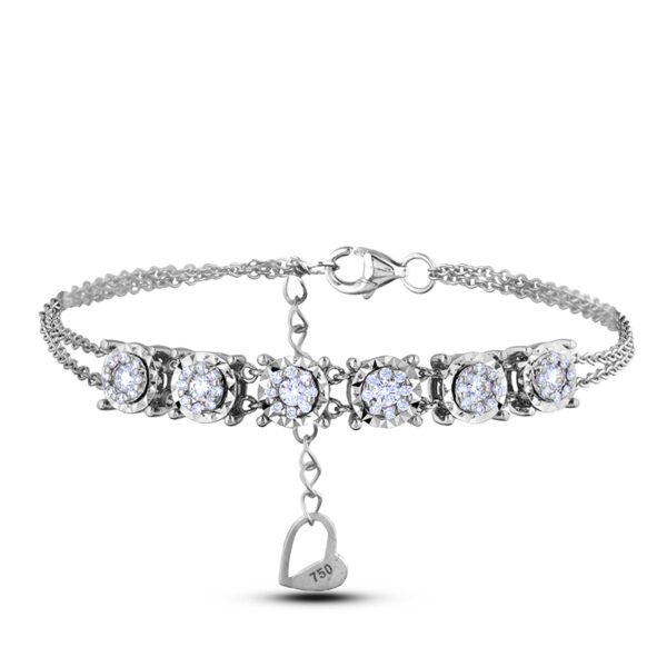 0.40 Carat TW Miracle Setting Diamond Halo Bracelet in 18K White Gold